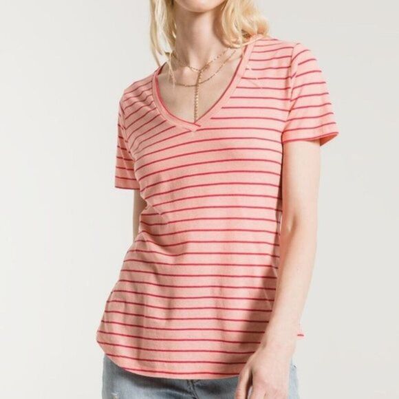 Z Supply Linen Blend T-Shirt V-Neck Lightweight Pink Size Extra Small XS - Picture 1 of 6